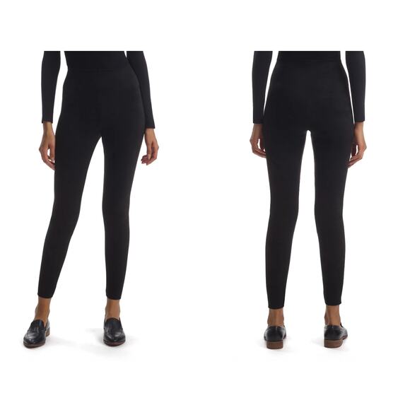 Commando Leggings Womens Large Faux Suede Ankle Black High Rise Stretch NWT - Picture 1 of 8